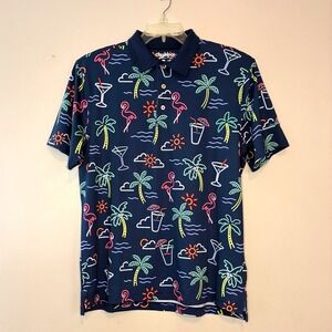 Chubbies Mens Neon Lights Performance Polo Short Sleeve Shirt Medium Tropical